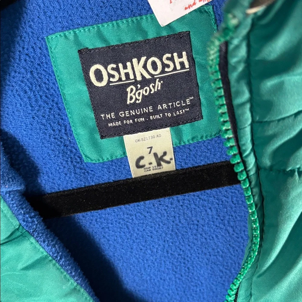 OshKosh B'gosh Turquoise Puffer Jacket kids‎ unlaundered six 7 bag b59